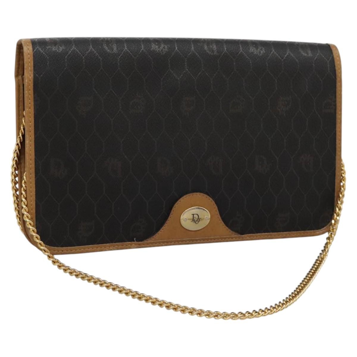 Christian Dior Vintage Honeycomb chain Canvas, BLACK, CANVAS, Handbag