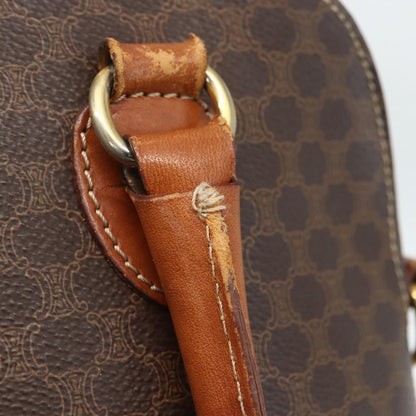 Celine Vintage Macadam Handbag Canvas and Leather, BROWN, CANVAS, Handbag