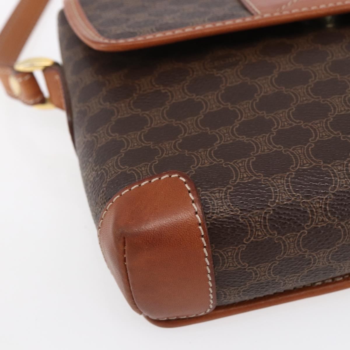 Celine Vintage Macadam Shoulder Bag Canvas and Leather, BROWN, CANVAS, Shoulder bag