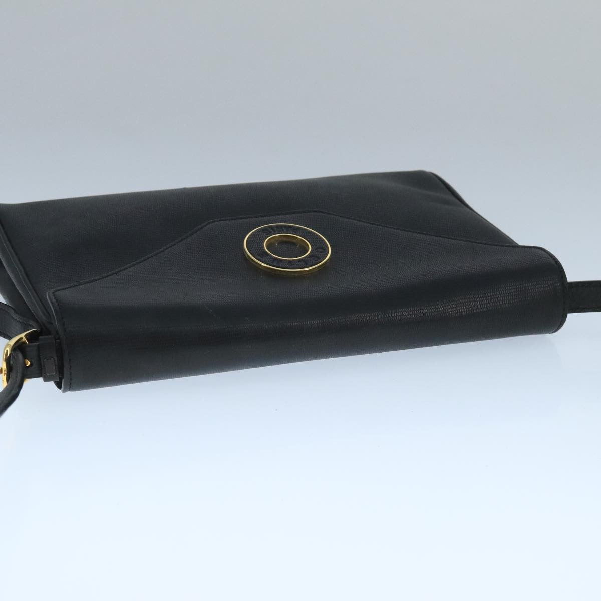 Celine Vintage Circle Logo Crossbody Bag Leather, BLACK, LEATHER, Crossbody bag