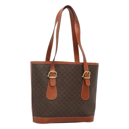 Celine Vintage Macadam Shoulder Bag Canvas and Leather, BROWN, CANVAS, Shoulder bag