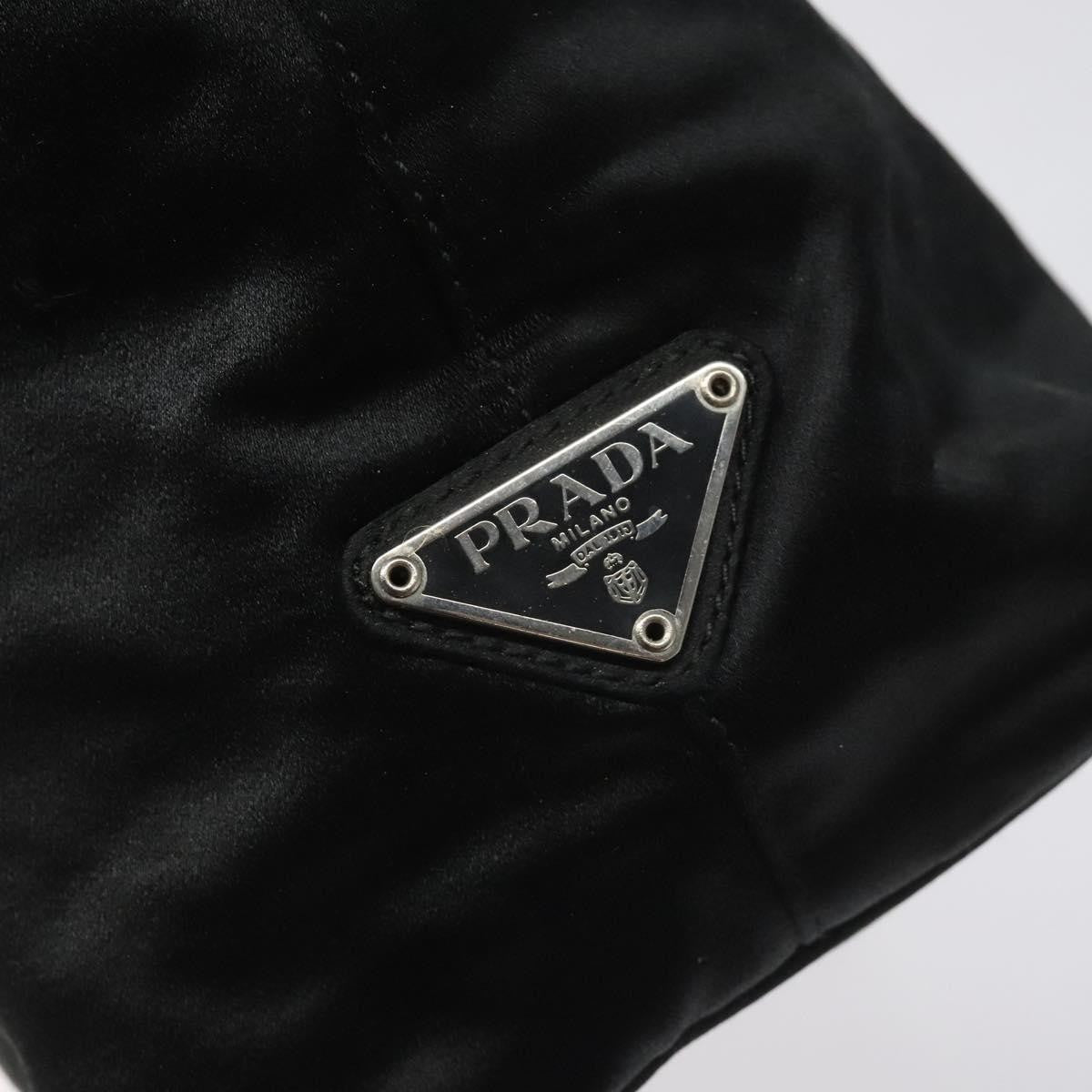 Prada Resin Handle Tote Satin, BLACK, SATIN, Tote bag