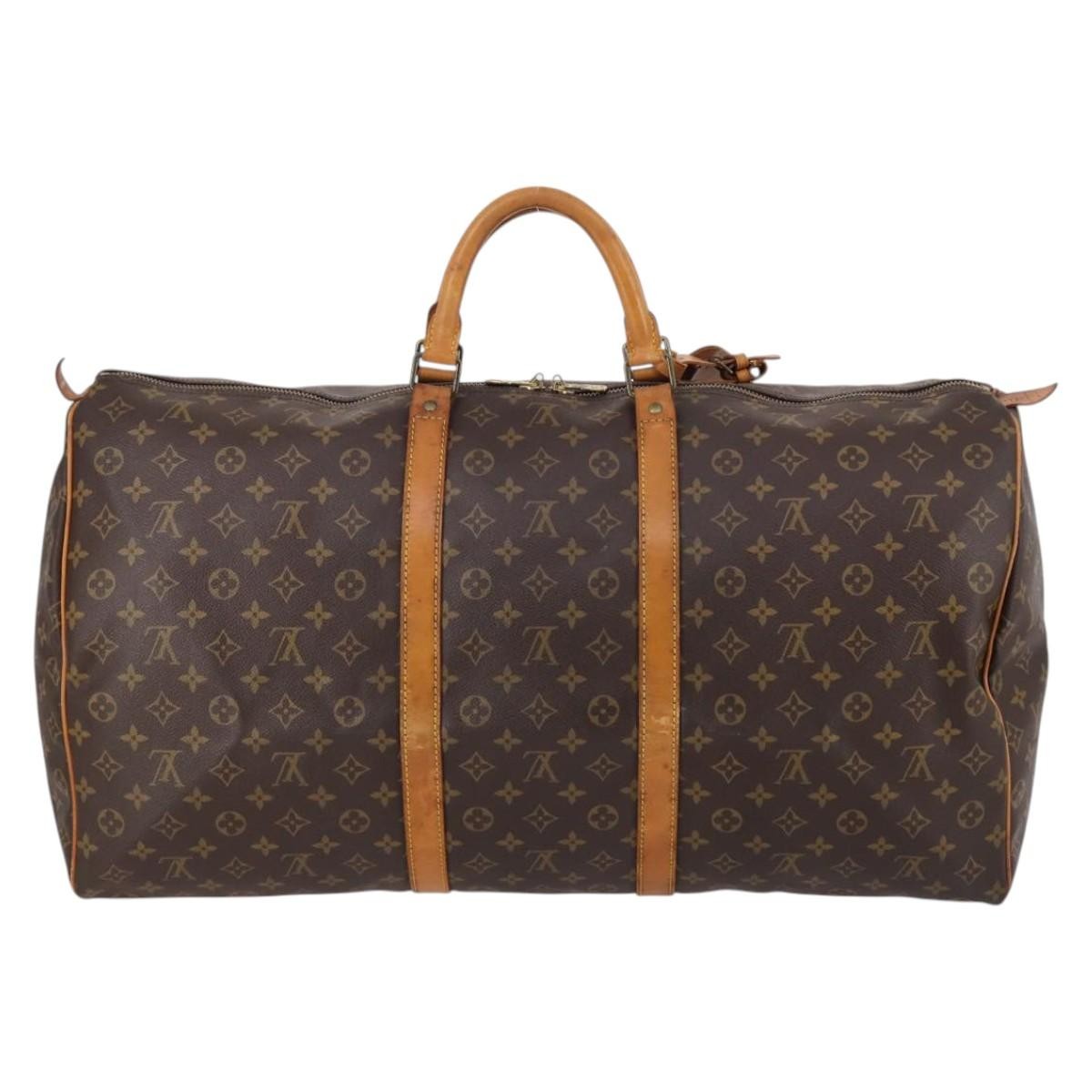 Louis Vuitton Keepall Bag Monogram Canvas, BROWN, CANVAS, Travel bag
