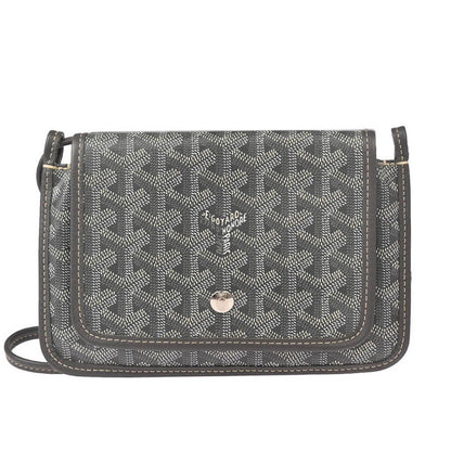 Goyard Plumet Clutch Wallet Coated Canvas, GRAY, CANVAS, Shoulder bag