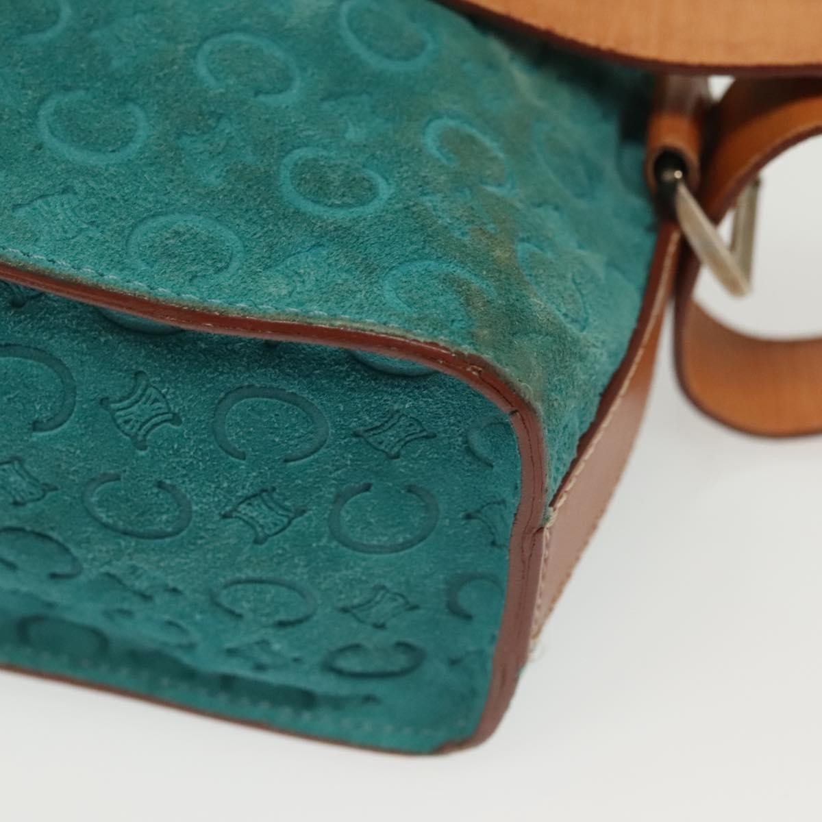 Celine Macadam Shoulder Bag Canvas, TURQUOISE, SUEDE, Shoulder bag