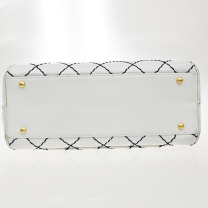 Chanel Surpique Zip Around Satchel Quilted Leather, WHITE, LEATHER, Tote bag