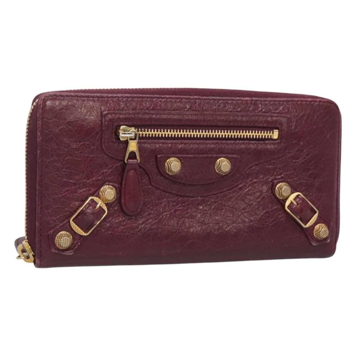 Balenciaga Classic Continental Zip Around Wallet Leather, PURPLE, LEATHER, Wallets