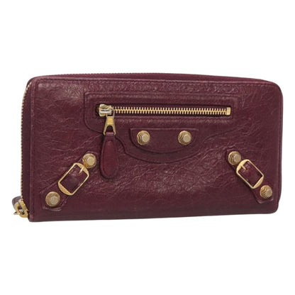 Balenciaga Classic Continental Zip Around Wallet Leather, PURPLE, LEATHER, Wallets