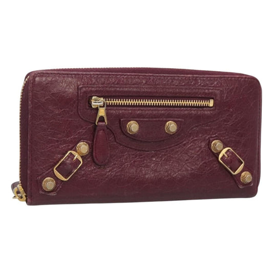Balenciaga Classic Continental Zip Around Wallet Leather, PURPLE, LEATHER, Wallets