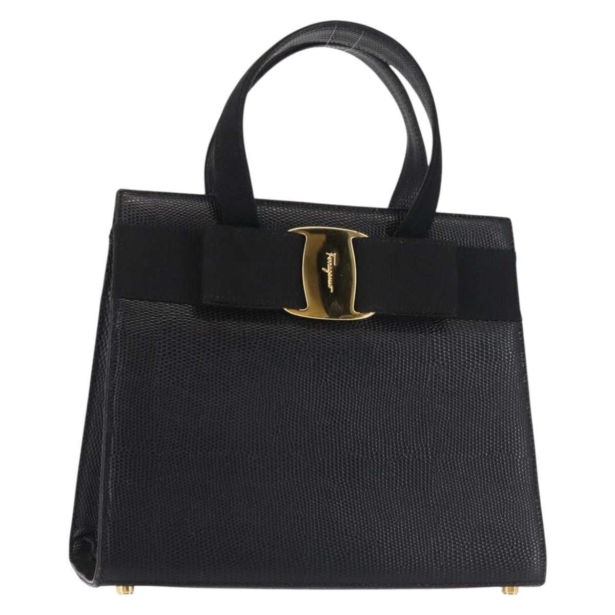 Salvatore Ferragamo Convertible Vara Bow Tote Leather, BLACK, LEATHER, Tote bag