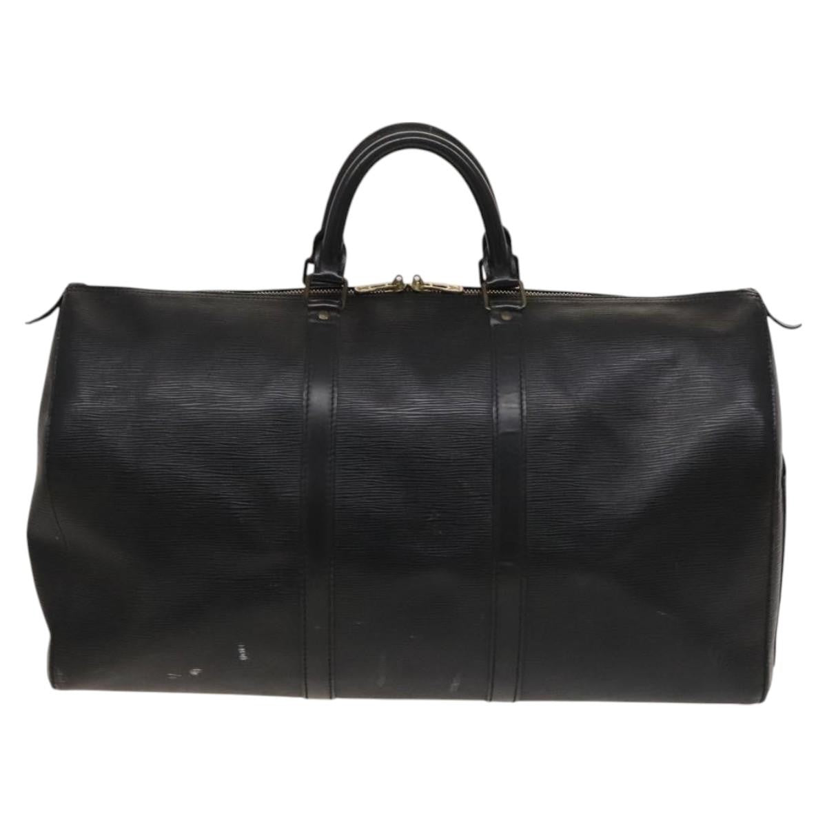 Louis Vuitton Keepall Bag Epi Leather, BLACK, LEATHER, Travel bag