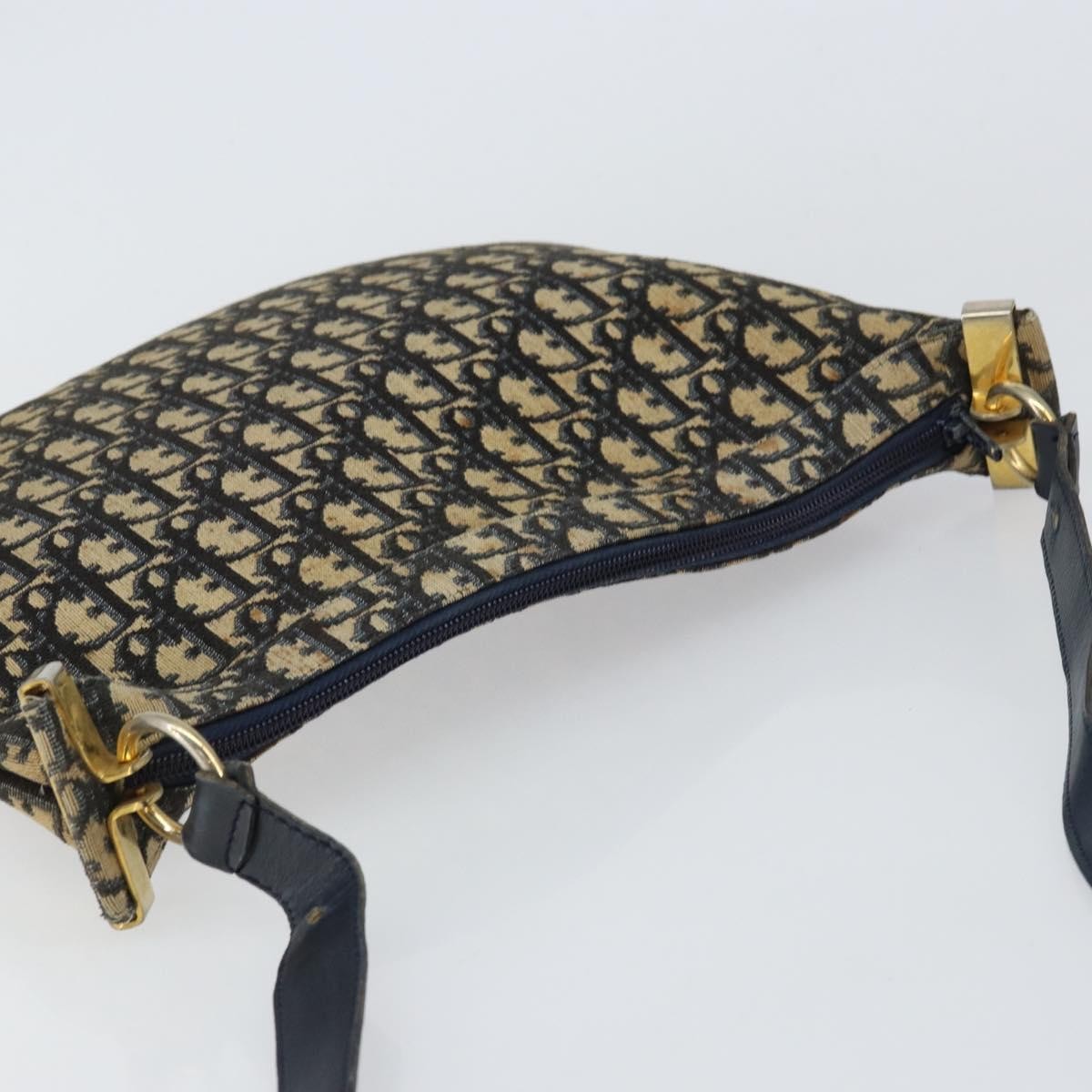Christian Dior Vintage Trotter Shoulder Bag Canvas, NAVY, CANVAS, Shoulder bag