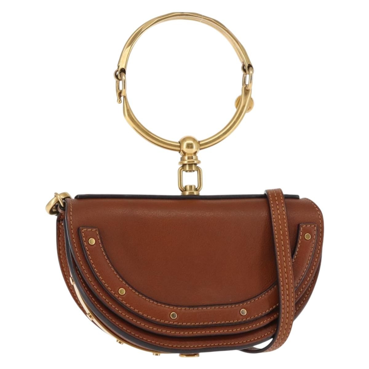 Chloe Nile Crossbody Bag Leather, BROWN, LEATHER, Crossbody bag