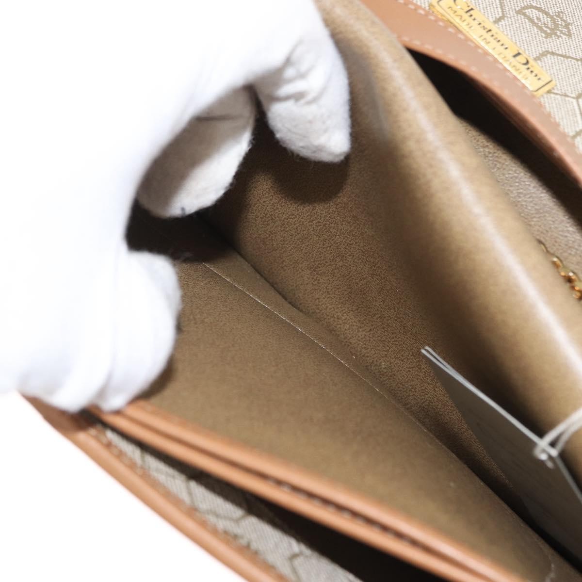 Christian Dior Vintage Honeycomb chain Canvas, BEIGE, CANVAS, Shoulder bag