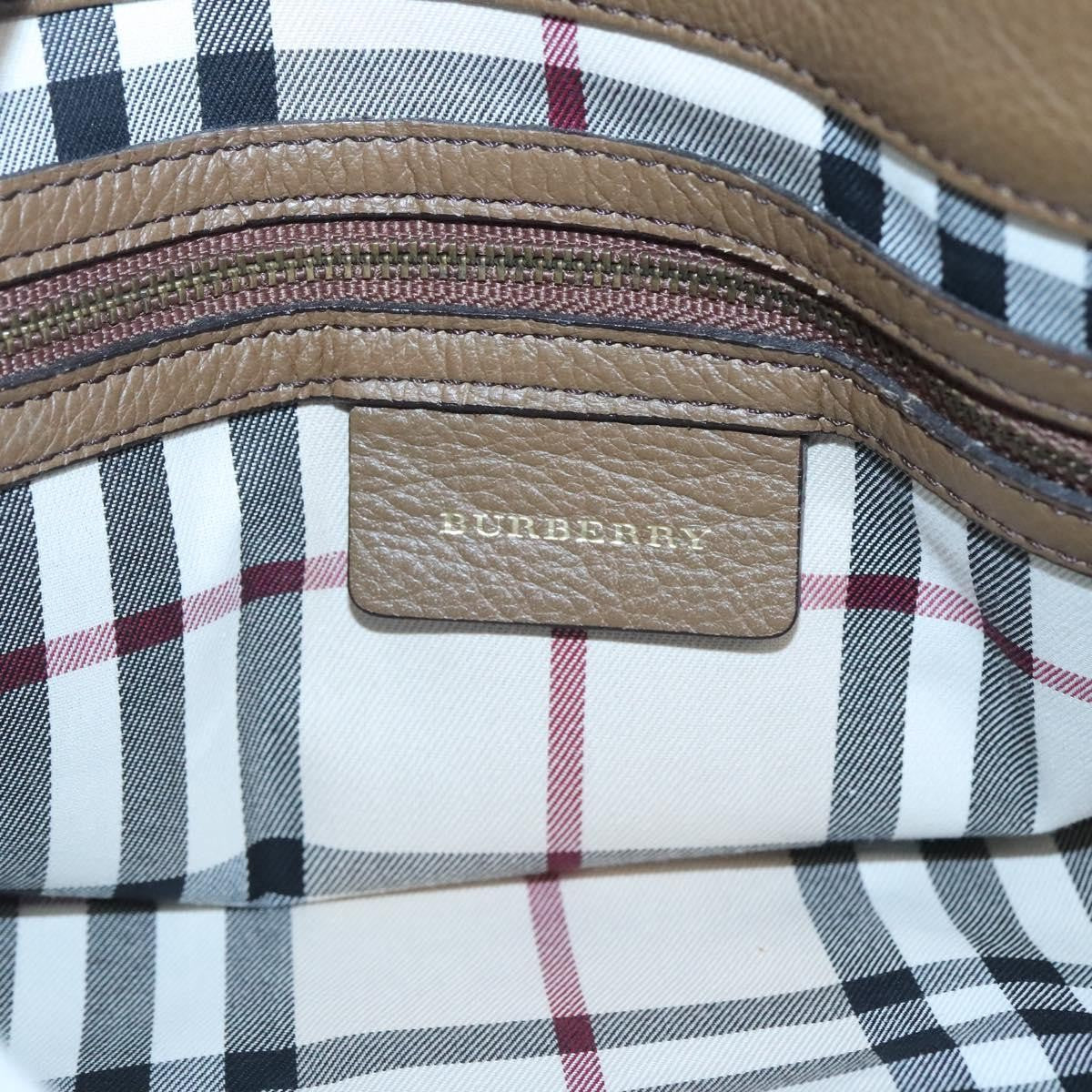 Burberry Nova Check Tote Leather, BROWN, LEATHER, Tote bag