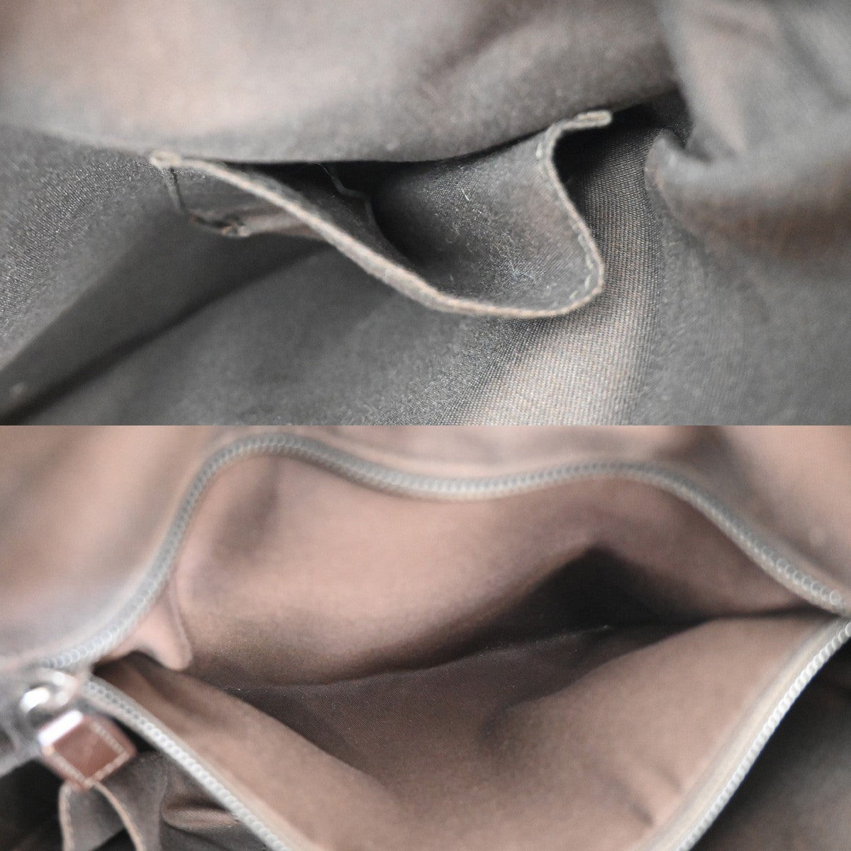 Gucci Zip Messenger Bag GG Canvas with Perforated Leather, BROWN, CANVAS, Shoulder bag