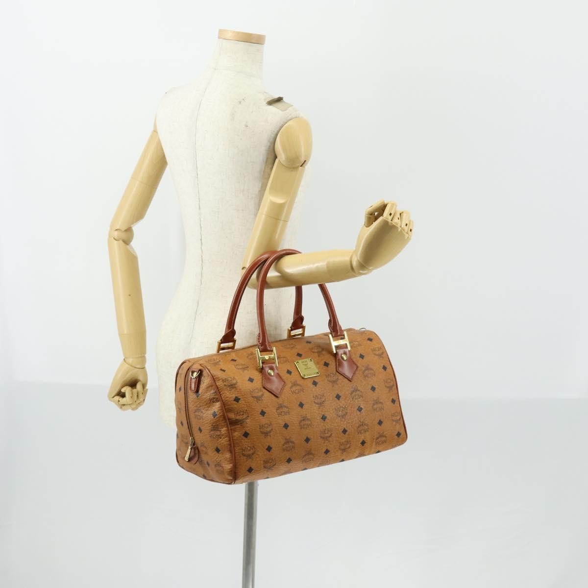 MCM Visetos logogramme Handbag Canvas and Leather, BROWN, CANVAS, Travel bag