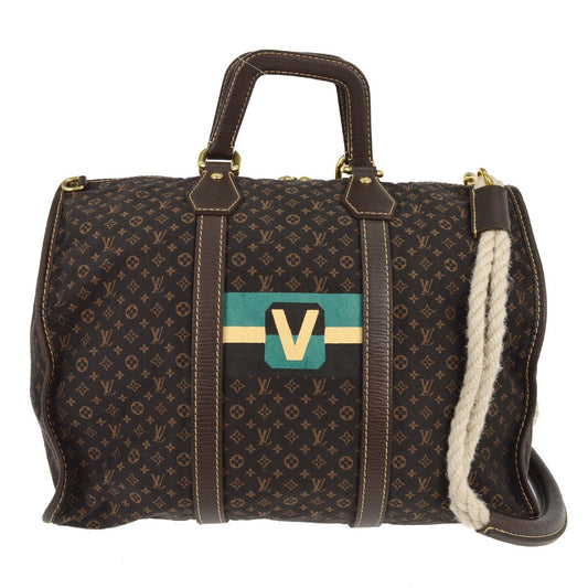 Louis Vuitton Keepall Bag Limited Edition Initiales Mini Lin, BROWN, CANVAS, Travel bag