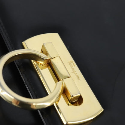 Salvatore Ferragamo Gancini Flap Shoulder bag Leather, BLACK, LEATHER, Shoulder bag