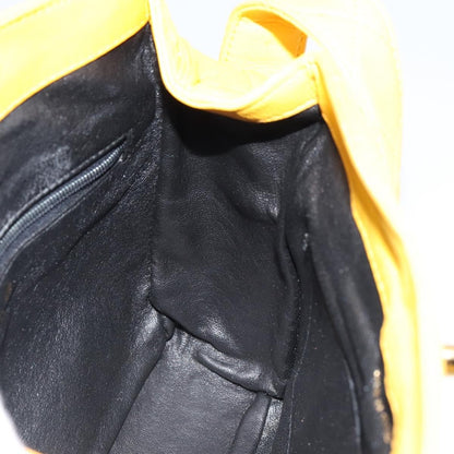 Chanel Vintage CC Fold Over Shoulder Bag Quilted Lambskin, YELLOW, LEATHER, Shoulder bag