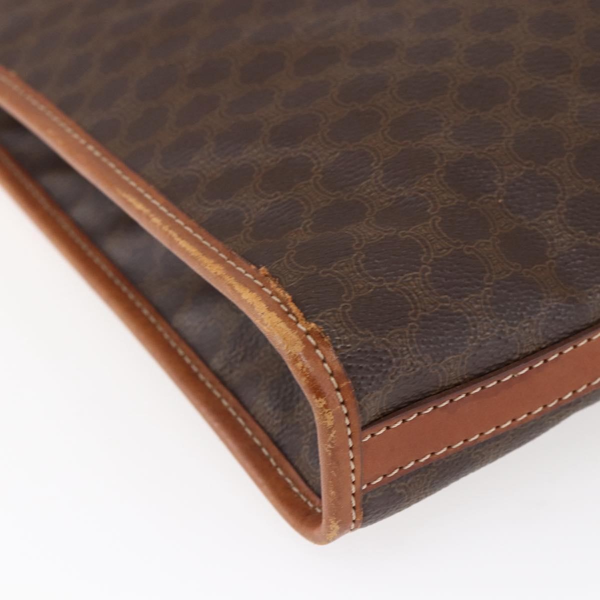 Celine Macadam Pochette Canvas, Brown, Canvas, Clutch