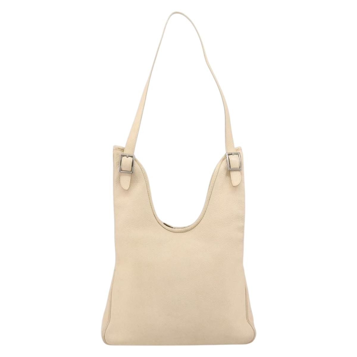 Hermes Massai Bag Leather, BEIGE, LEATHER, Shoulder bag