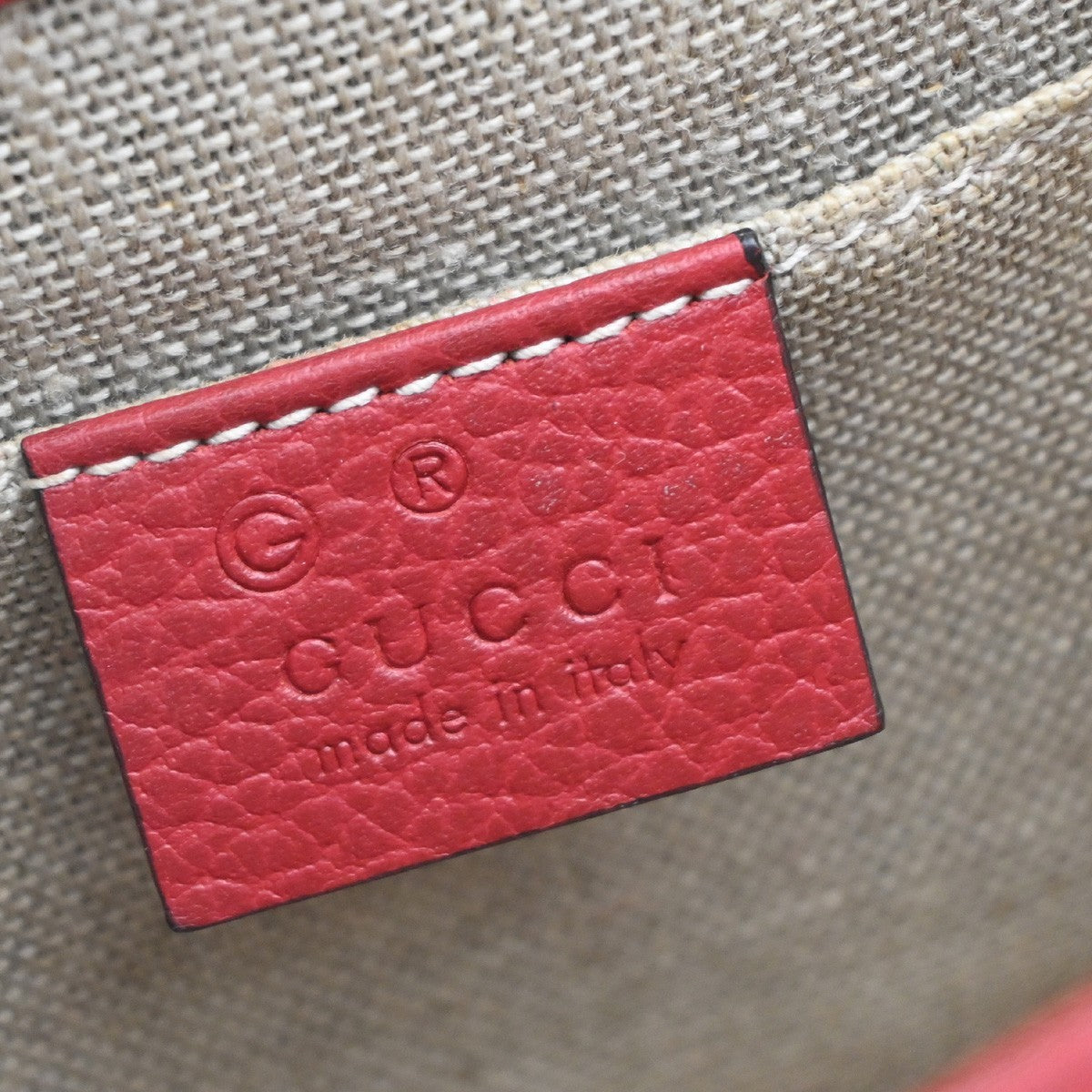 Gucci Interlocking Shoulder Bag Leather, RED, LEATHER, Shoulder bag