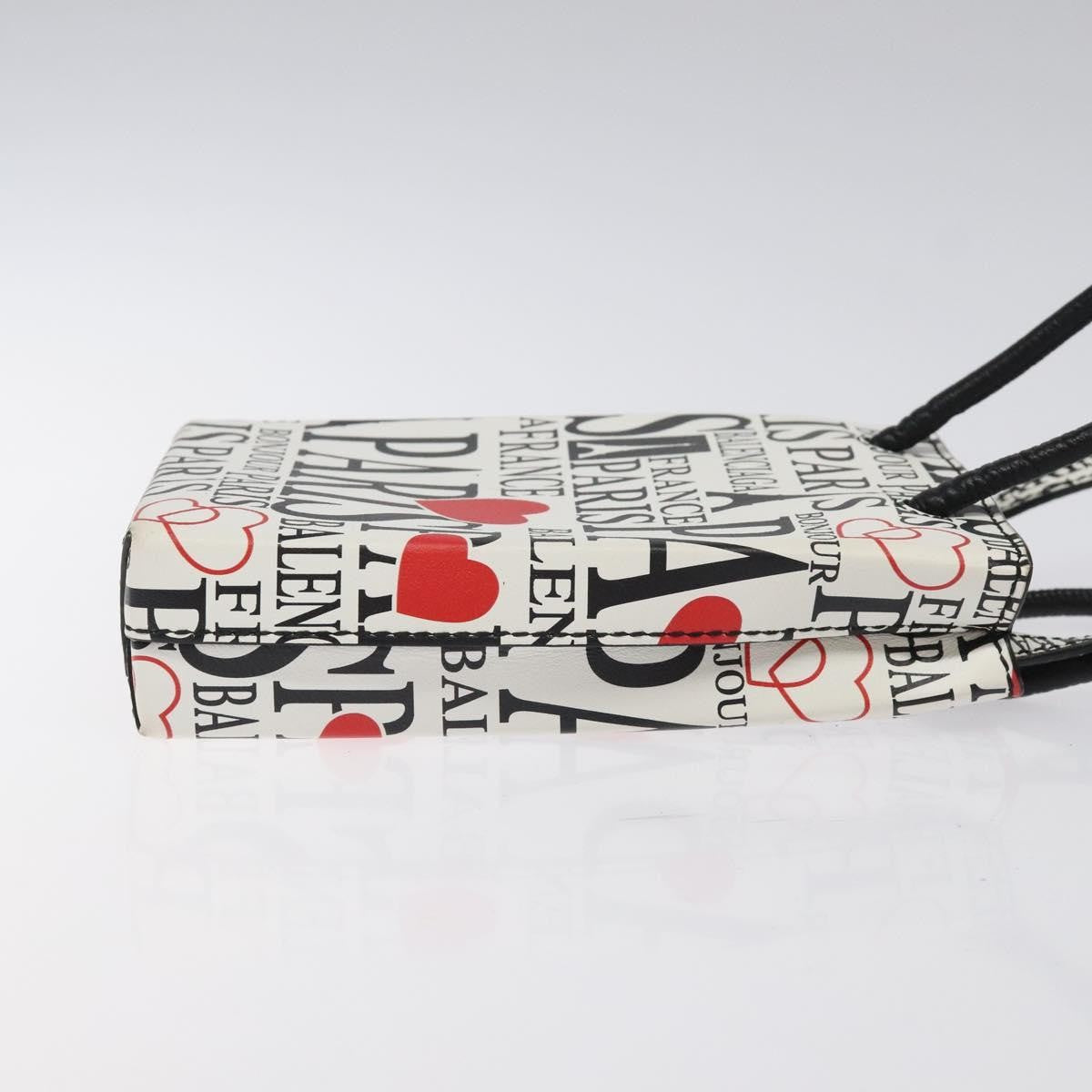 Balenciaga Shopping Phone Holder Printed Leather, WHITE, LEATHER, Tech accessory