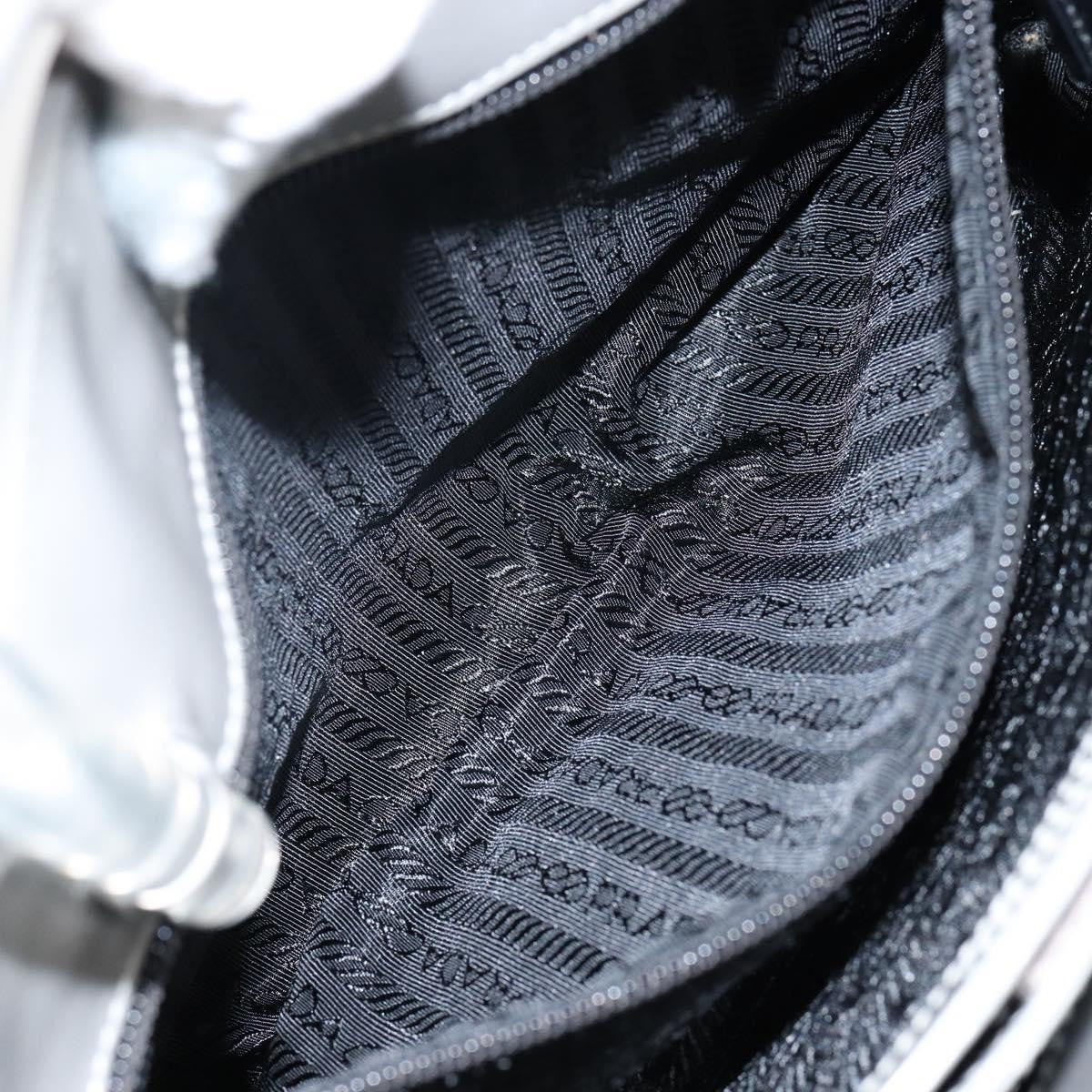 Prada Resin Handle Tote Patent Leather, GRAY, PATENT_LEATHER, Handbag