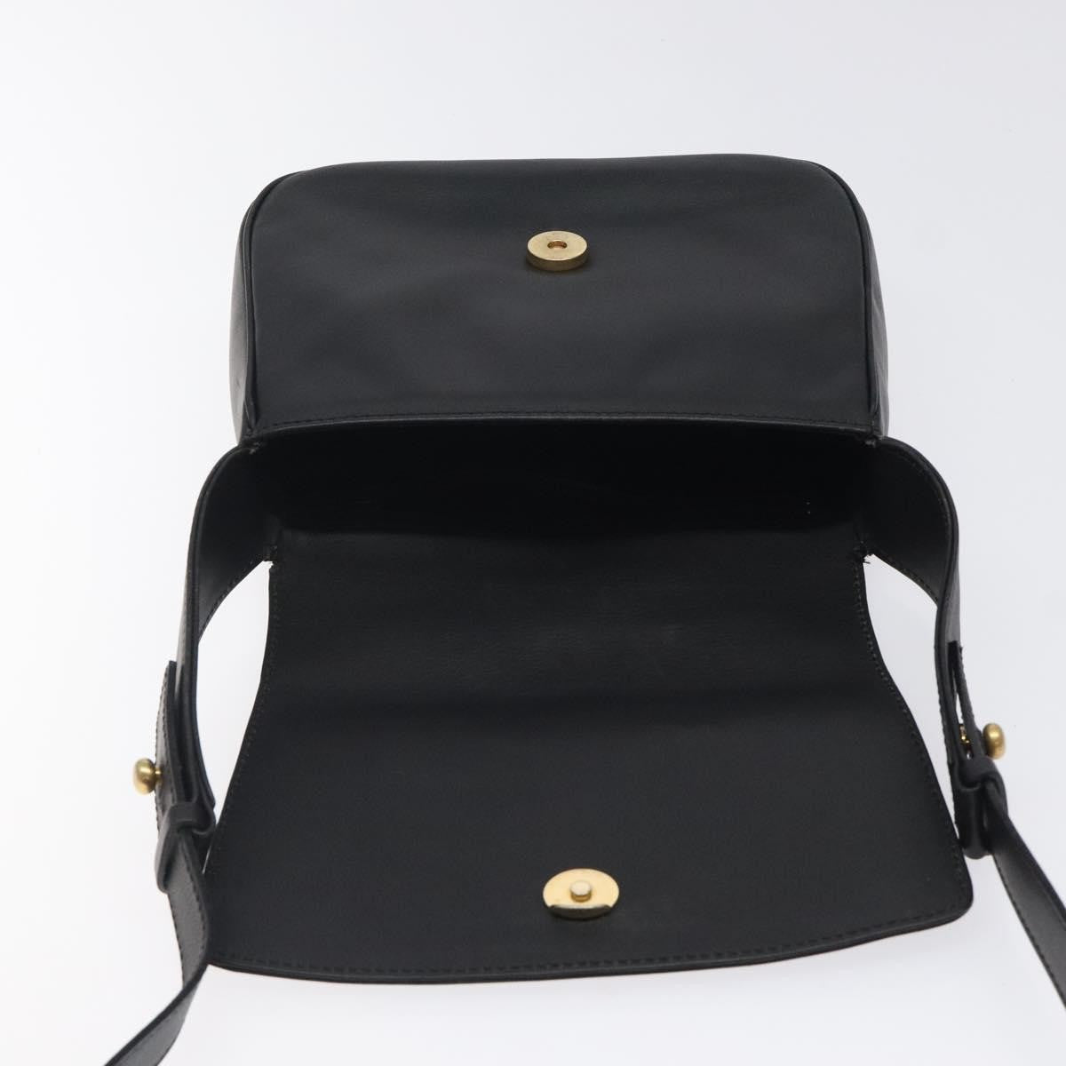 Celine Vintage Circle Logo Crossbody Bag Leather, BLACK, LEATHER, Shoulder bag