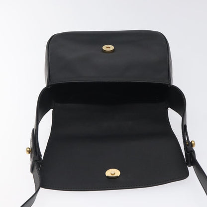 Celine Vintage Circle Logo Crossbody Bag Leather, BLACK, LEATHER, Shoulder bag