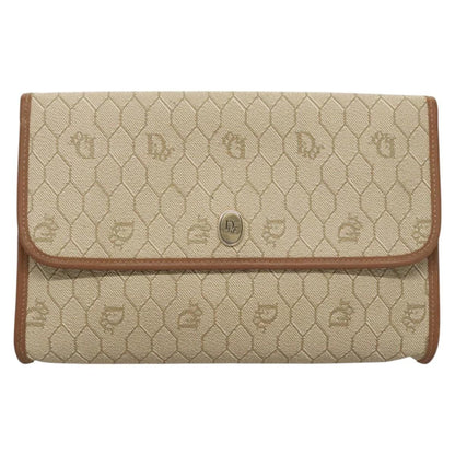 Christian Dior Vintage Honeycomb chain Canvas, BEIGE, CANVAS, Handbag