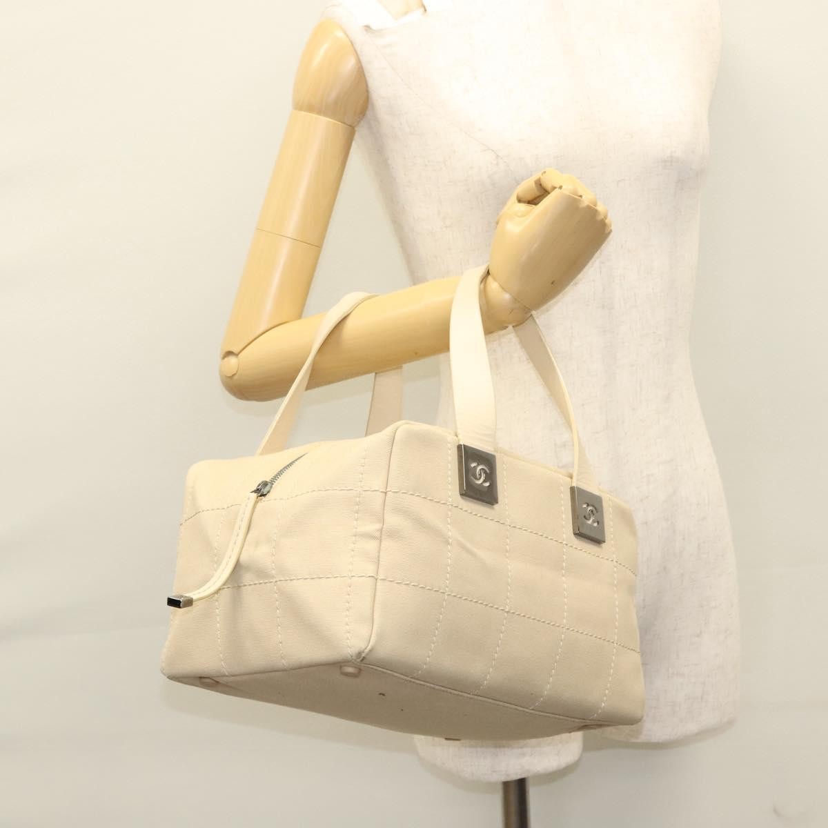 Chanel Chocolate Bar CC Bowler Bag Canvas, BEIGE, CANVAS, Handbag