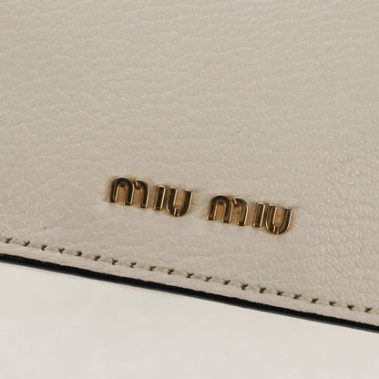Miu Miu Madras Crystal Buckle Shoulder Bag Leather, WHITE, LEATHER, Shoulder bag