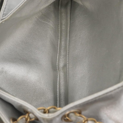 Chanel Mademoiselle Lock Accordion Flap Bag Quilted Lambskin, SILVER, LEATHER, Shoulder bag