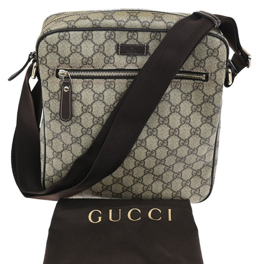 Gucci Front Zip Messenger GG Coated Canvas, BROWN, CANVAS, Shoulder bag
