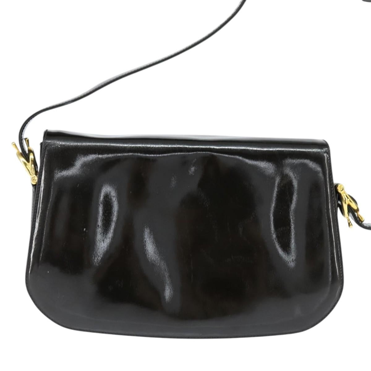 Celine Vintage Carriage Flap Clutch Leather, BLACK, PATENT_LEATHER, Shoulder bag