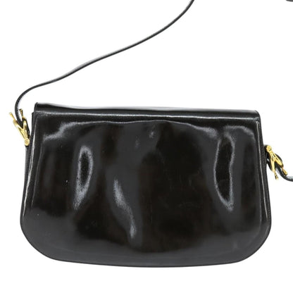 Celine Vintage Carriage Flap Clutch Leather, BLACK, PATENT_LEATHER, Shoulder bag