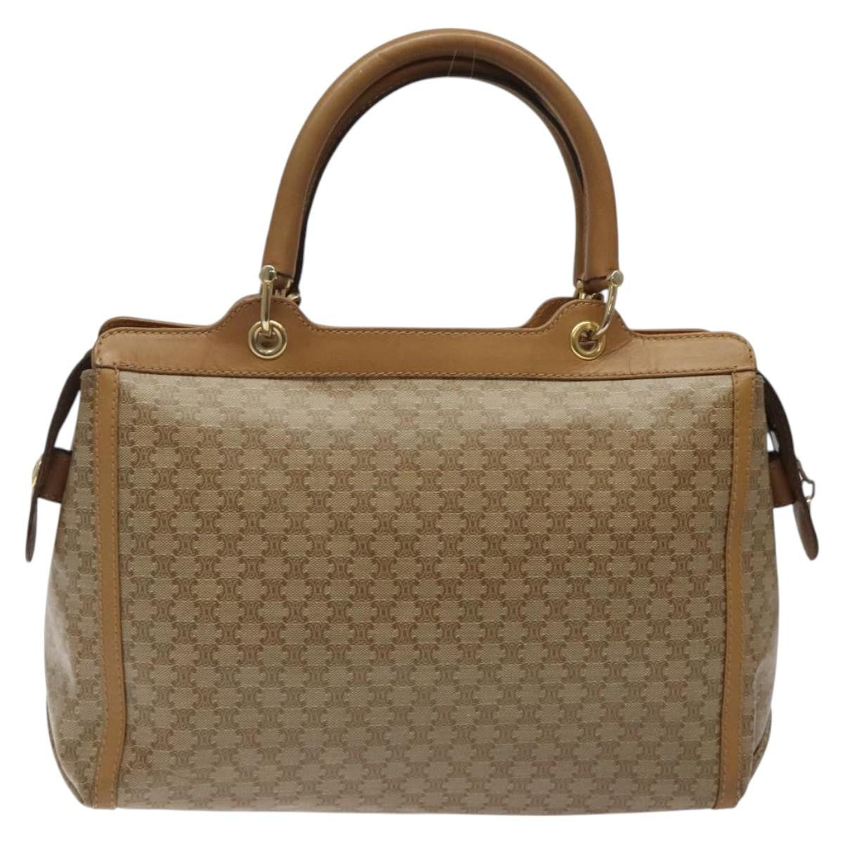 Celine Macadam Handbag Macadam with leather, BEIGE, CANVAS, Handbag