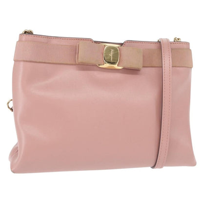 Salvatore Ferragamo Vala Shoulder Bag Leather, PINK, LEATHER, Shoulder bag
