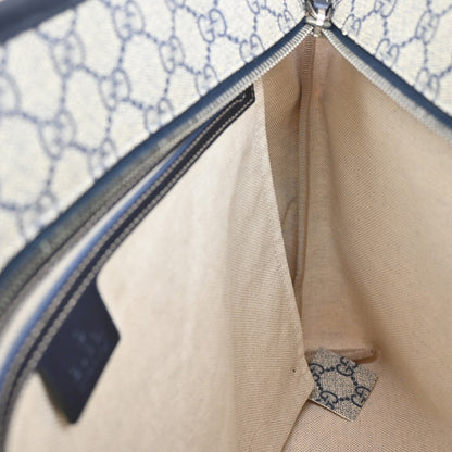 Gucci Plus Tote GG Coated Canvas with Leather, NAVY, CANVAS, Tote bag