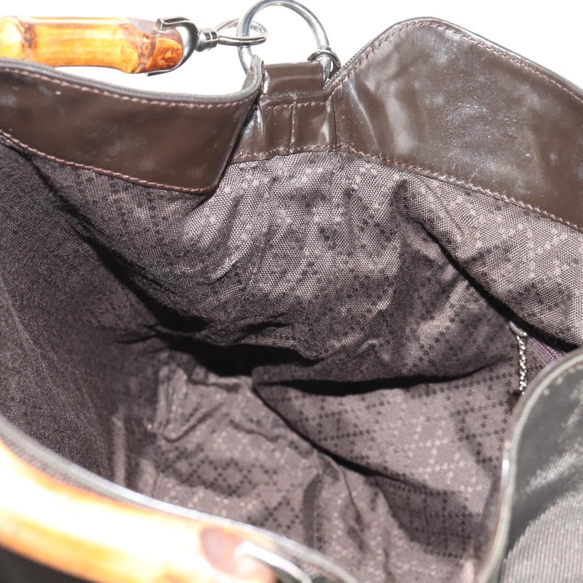 Gucci Vintage Bamboo Shoulder Bag Nylon, BROWN, NYLON, Shoulder bag