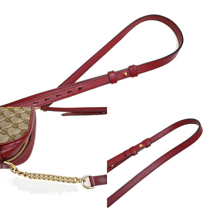 Gucci GG Marmont Shoulder Bag Diagonal Quilted GG Canvas with Leather, BEIGE, CANVAS, Shoulder bag