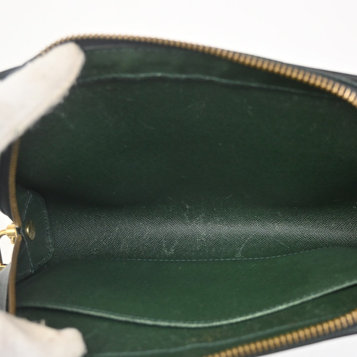 Louis Vuitton Pochette Baikal Clutch Taiga Leather, GREEN, LEATHER, Clutche & pouche