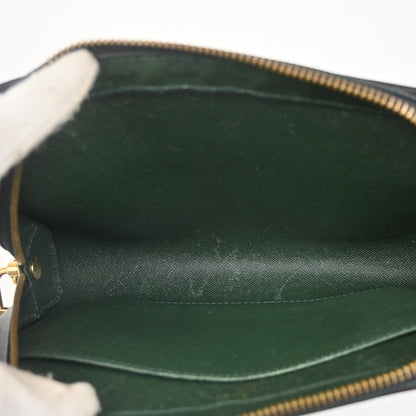 Louis Vuitton Pochette Baikal Clutch Taiga Leather, GREEN, LEATHER, Clutche & pouche