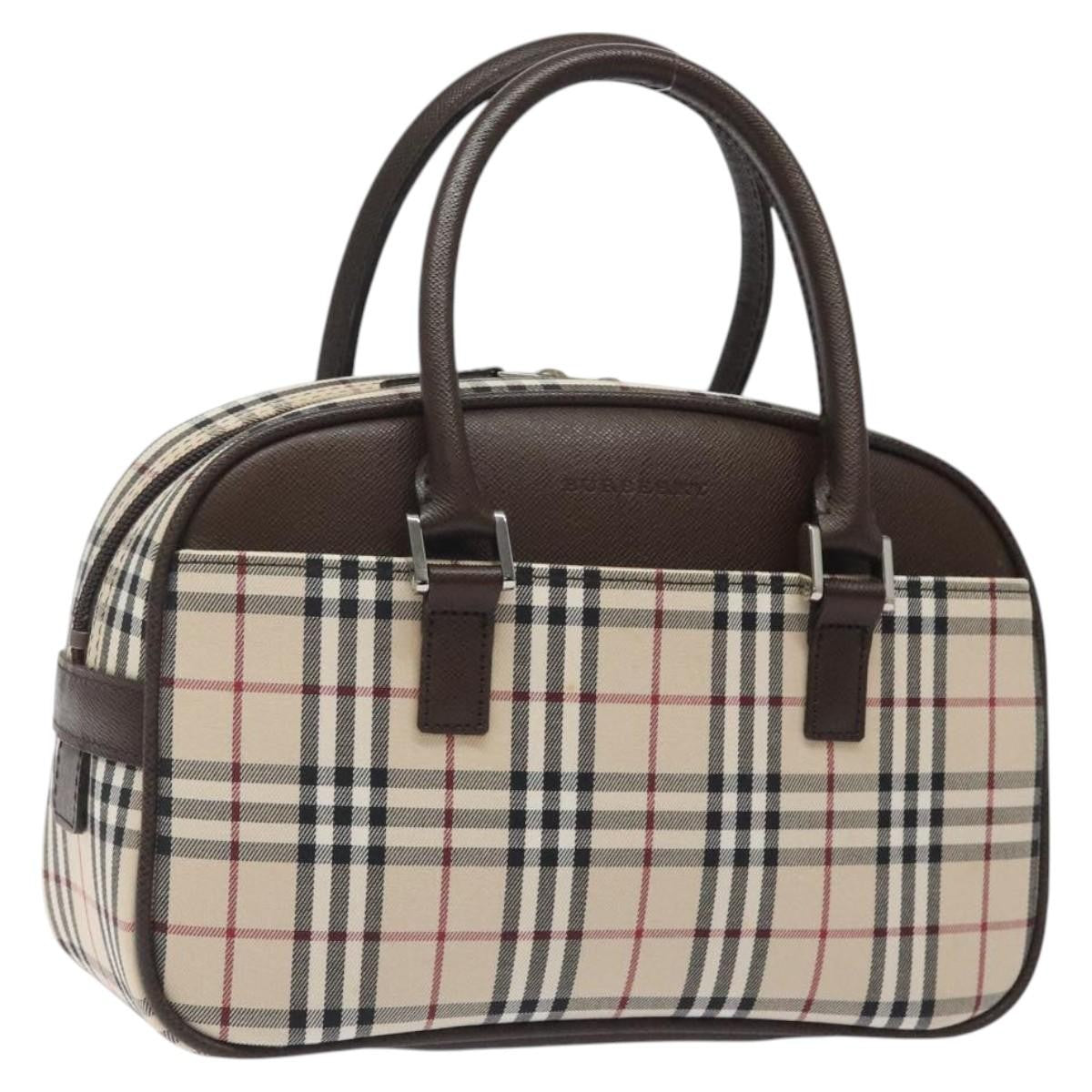Burberry Nova Check Bowling Bag Canvas, BEIGE, CANVAS, Travel bag