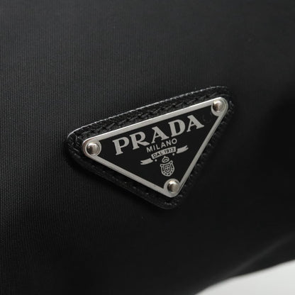 Prada Logo Drawstring Backpack Tessuto with Printed Saffiano, BLACK, NYLON, Backpack