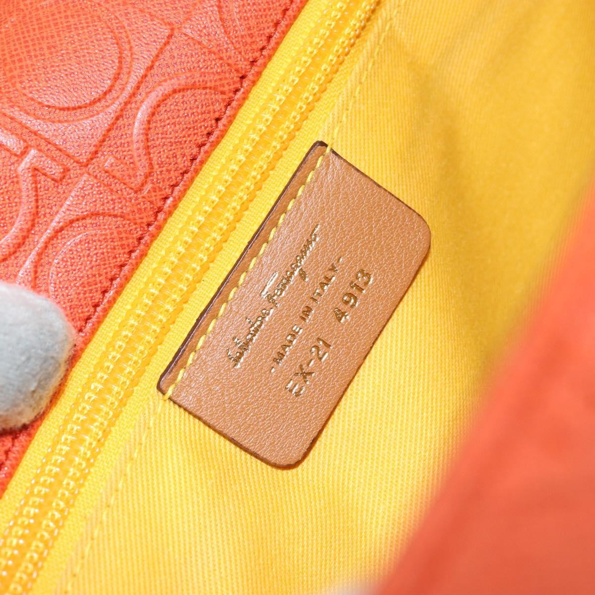 Salvatore Ferragamo Gancini Shoulder Bag Canvas, ORANGE, PVC, Shoulder bag