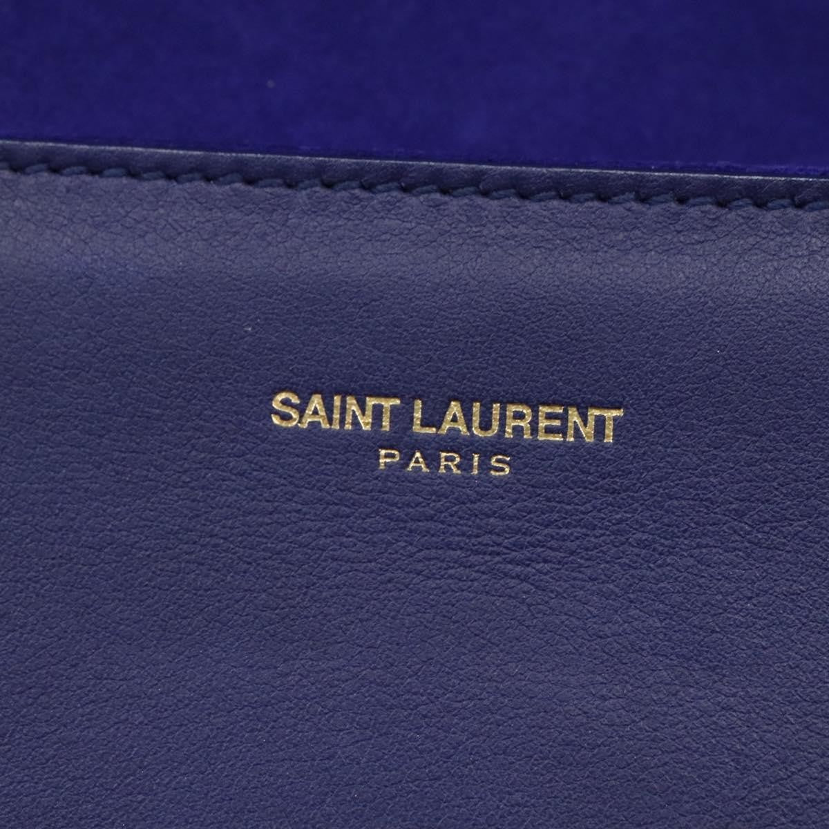 Saint Laurent Chyc Clutch Leather, BLUE, LEATHER, Clutche & pouche