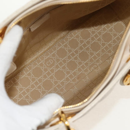 Christian Dior Vintage Lady Dior Bag Cannage, WHITE, LEATHER, Handbag